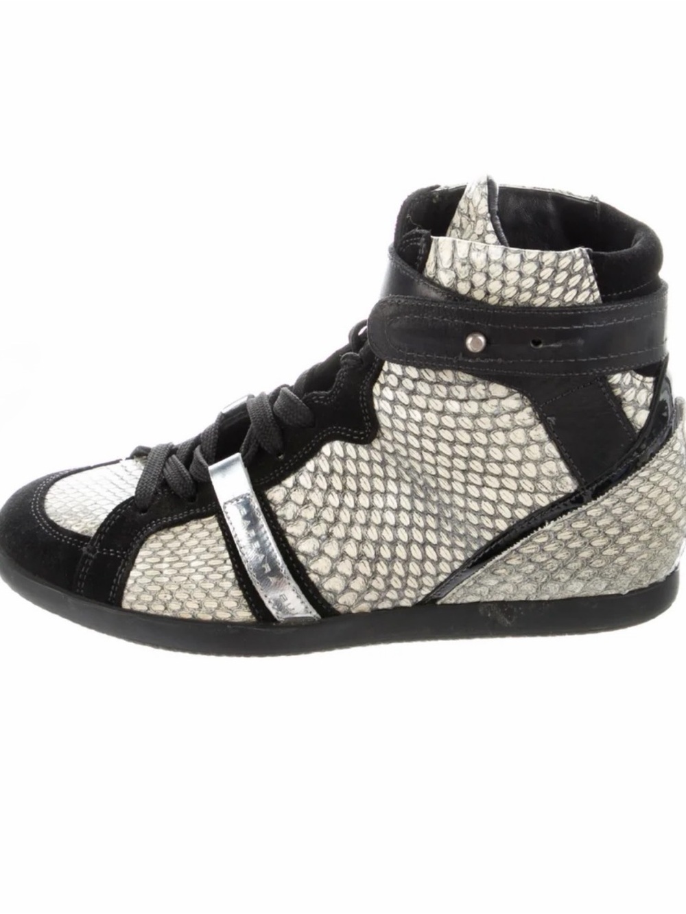 Barbara Bui Black Python and Suede High-Top Sneaker